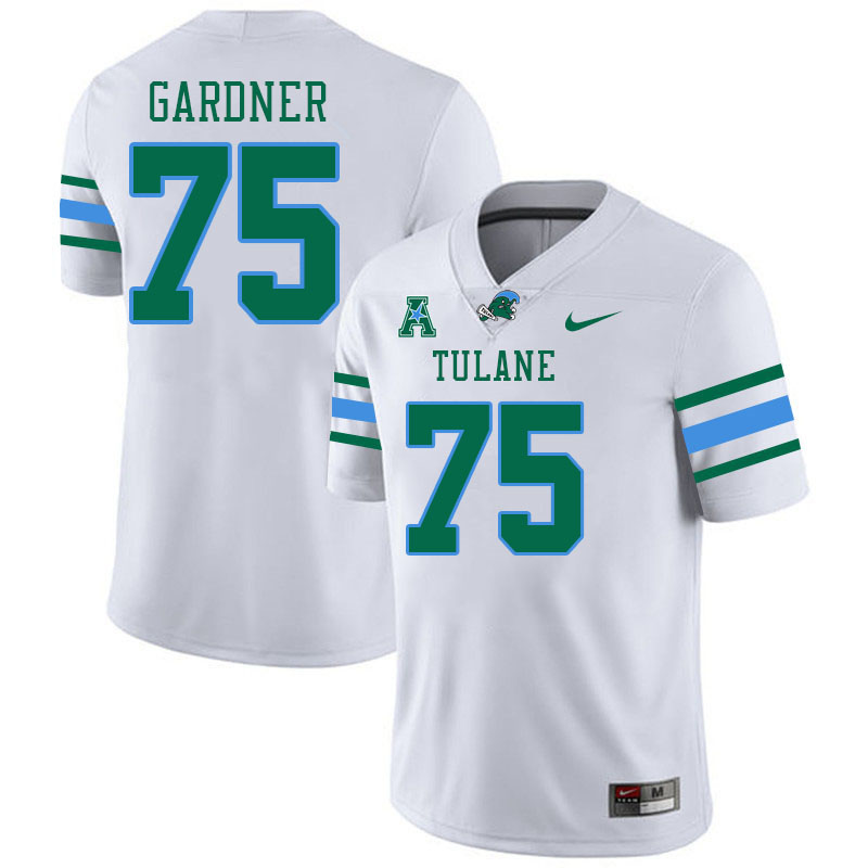 Tulane Green Wave #75 Noah Gardner College Football Jerseys Stitched Sale-White